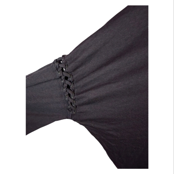 Chaser Gray Long Sleeve Top NWT Braided Sleeve Boho Scoop Neck Loungewear - Picture 4 of 11